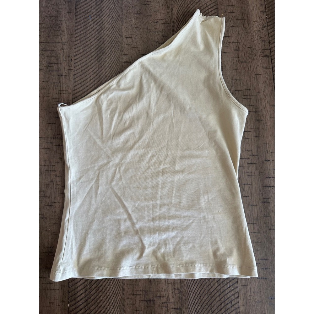 Weekday Cindy One-Shoulder Tank‎ Top – Light Beige/Cream – Size S